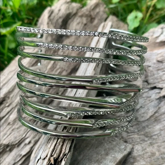 New Alexis Bittar Crystal Encrusted Origami Cuff Bracelet - Picture 2 of 8